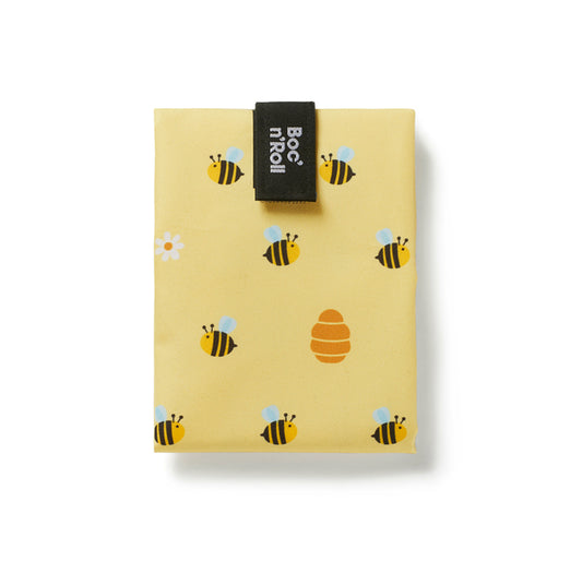 Boc'n'Roll Portabocadillos reutilizable amarillo con estampado abejas by Roll'Eat - LLevar & LLevar