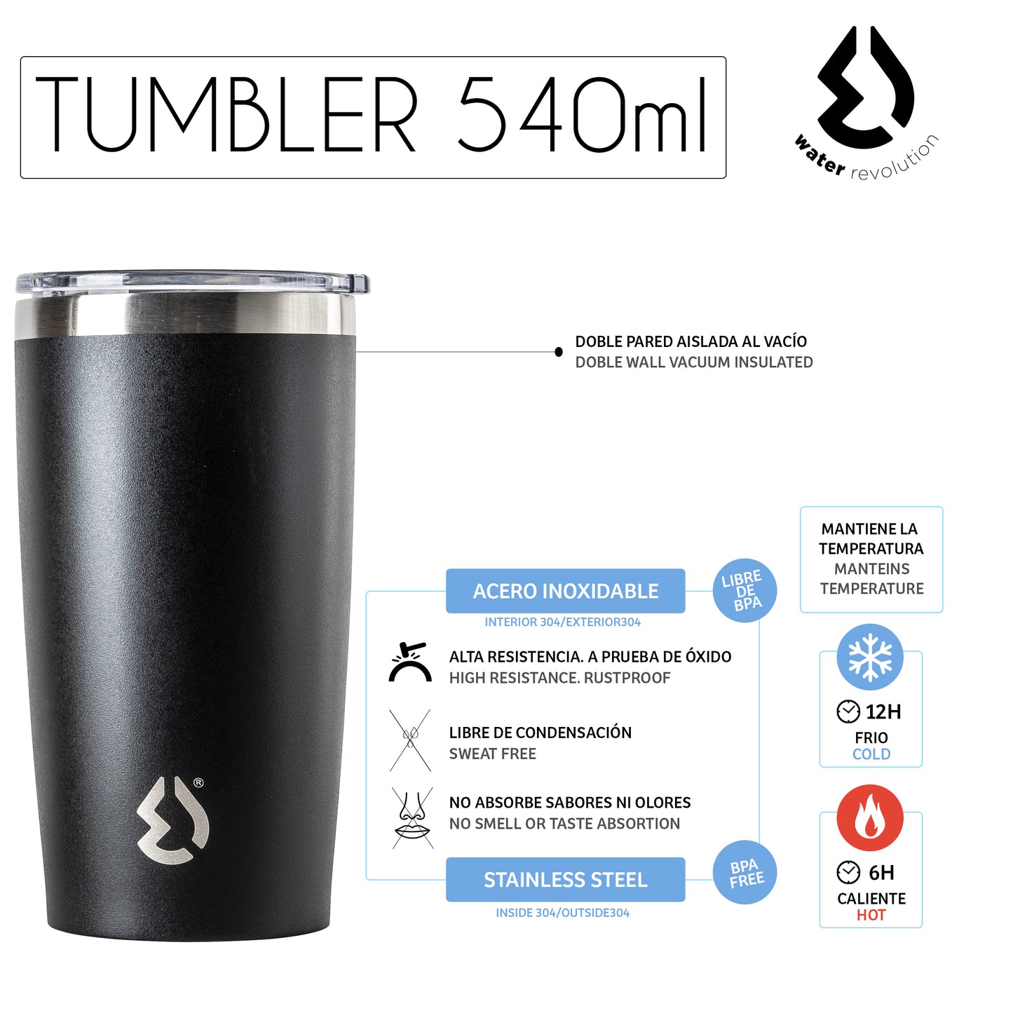 Termo 540ml Negro