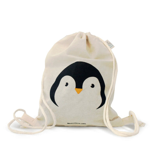 Mochila infantil de tela 100% algodón Pingüino