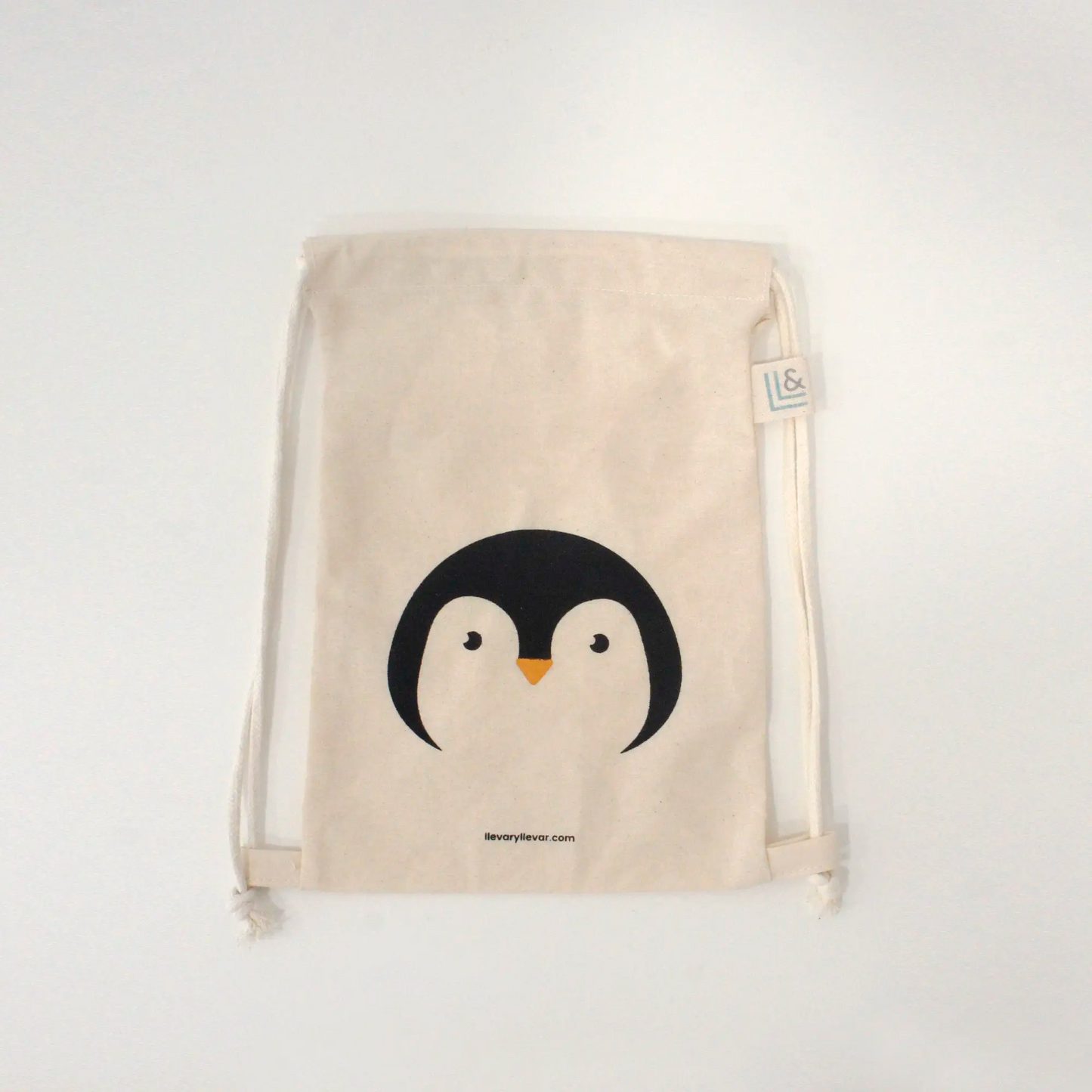 Mochila infantil de tela 100% algodón Pingüino