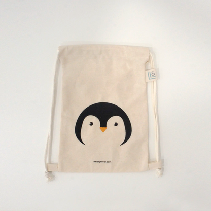 Mochila infantil de tela 100% algodón Pingüino