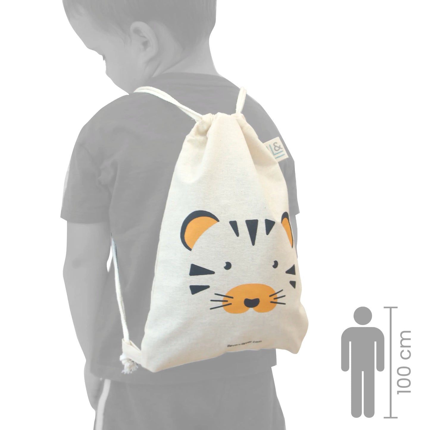 Mochila infantil de tela 100% algodón Tigre