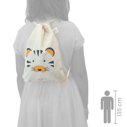 Mochila infantil de tela 100% algodón Tigre