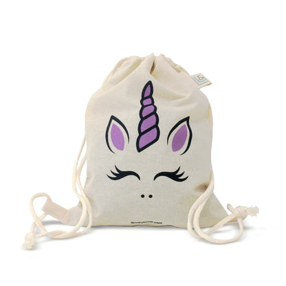 Mochila infantil de tela 100% algodón Unicornio