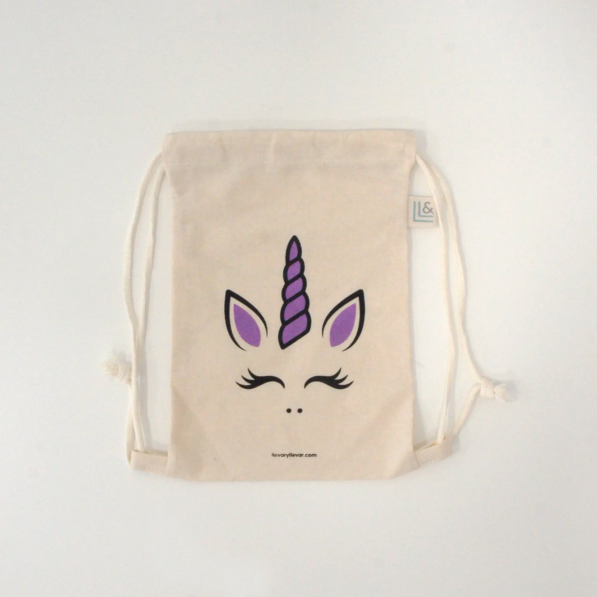 Mochila infantil de tela 100% algodón Unicornio