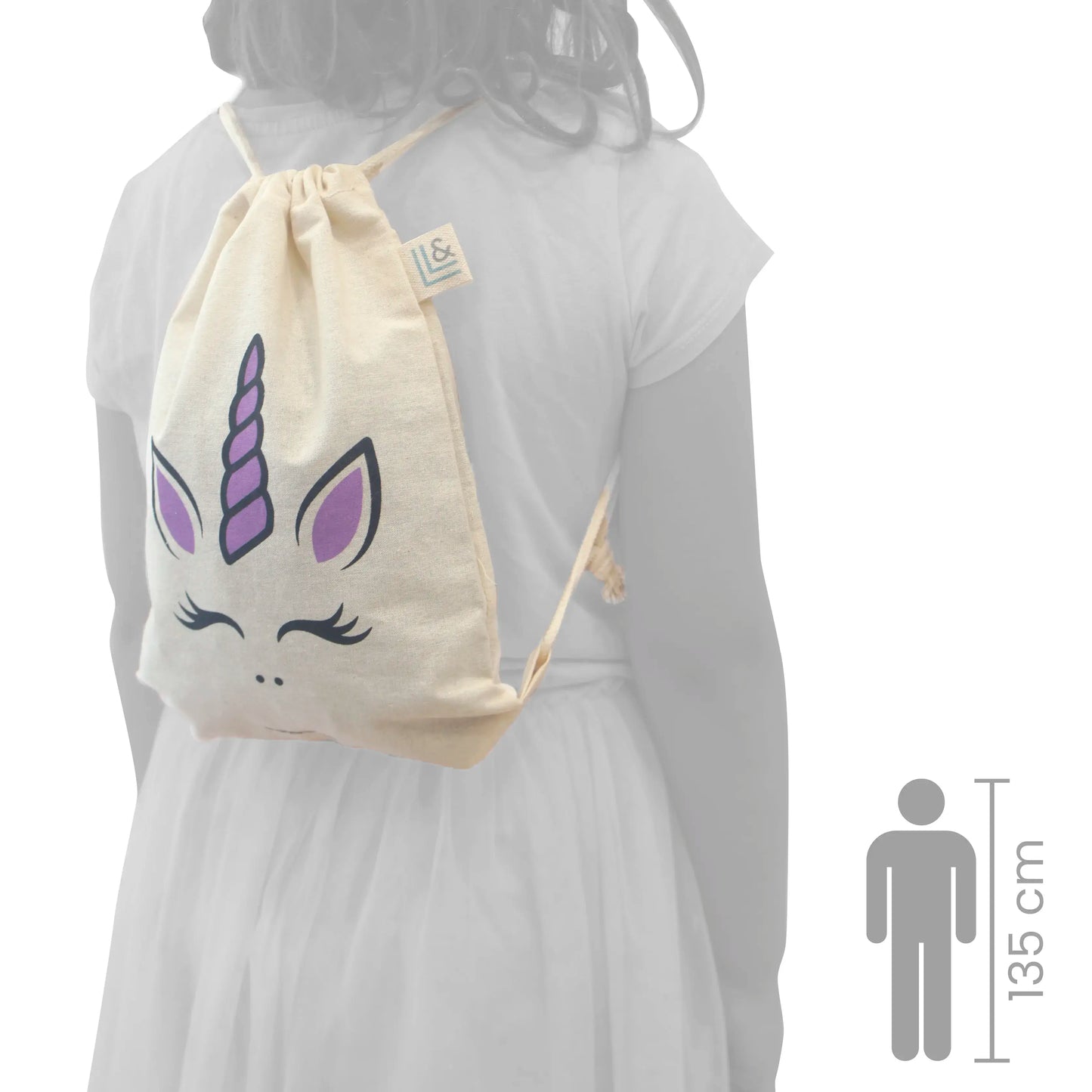 Mochila infantil de tela 100% algodón Unicornio