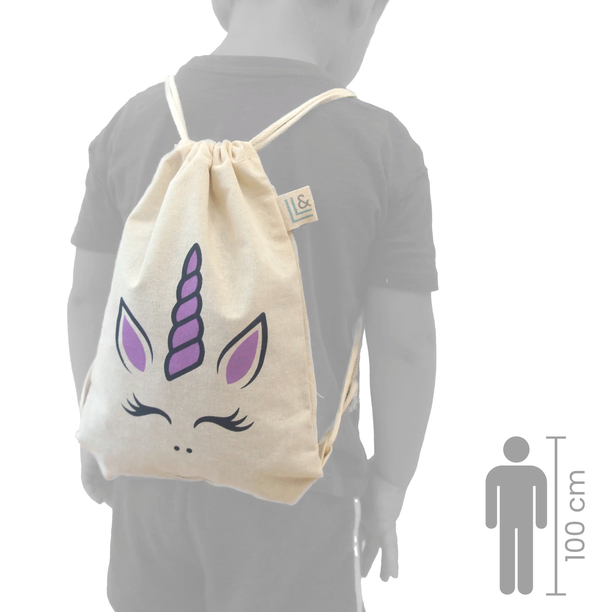 Mochila infantil de tela 100% algodón Unicornio