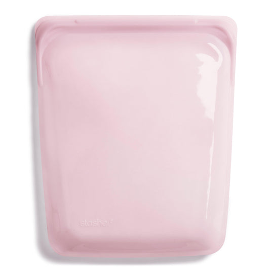 Bolsa de silicona platino grande rectangular rosa vacía de Stasher - LLevar & LLevar