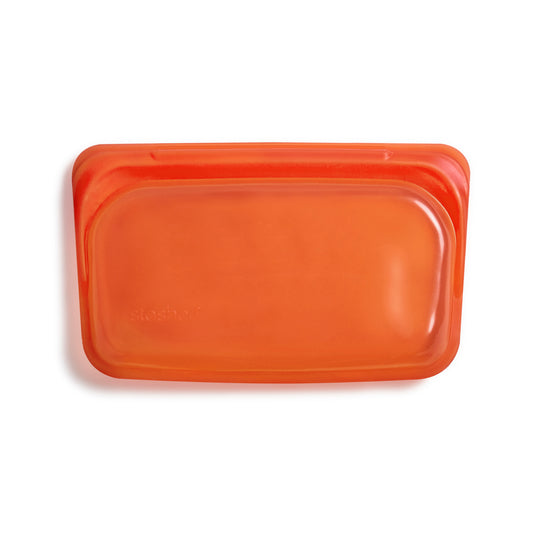 Bolsa de silicona platino pequeña rectangular naranja vacía de Stasher - LLevar & LLevar