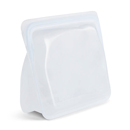 Bolsa de silicona platino mediana con base transparente vacía de Stasher - LLevar & LLevar